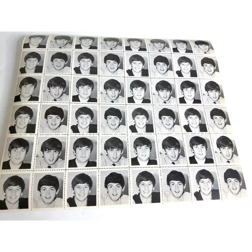 Vintage The Beatles Black And White Photo Stamp Sheet - Picture 4 of 5
